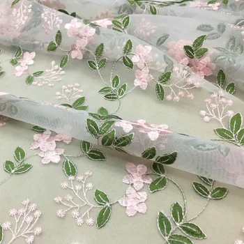 

The new pastoral style net yarn lace embroidery clothing fabric women's skirt summer children's clothing,125cm*100cm/pcs