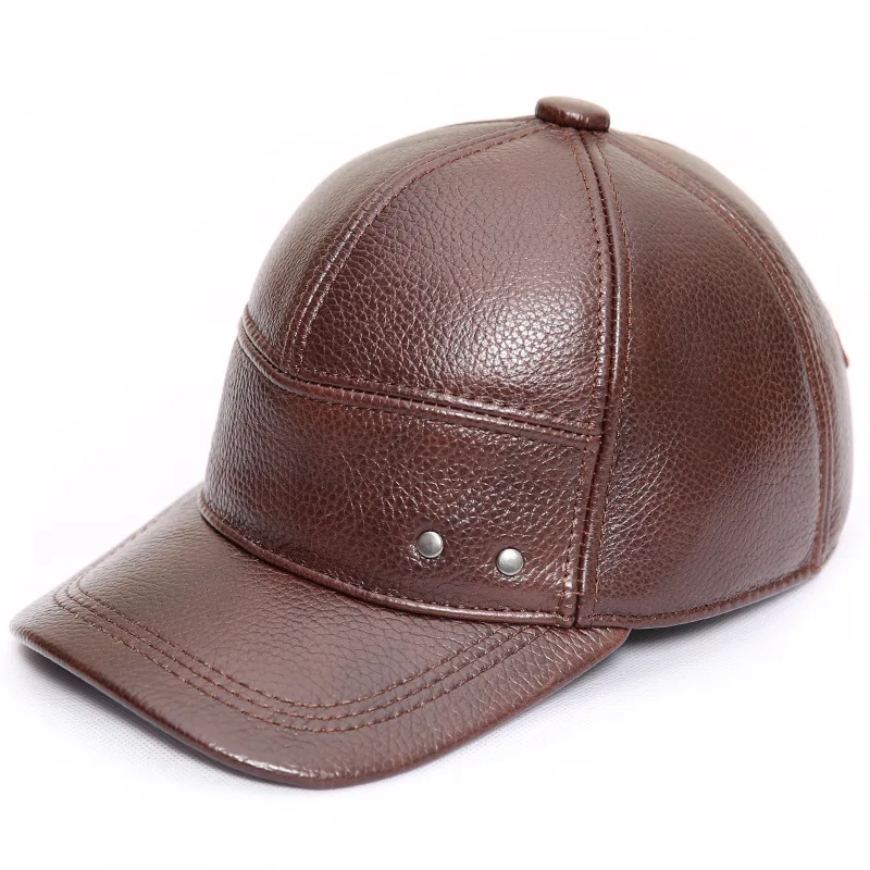 100% шляпа из натуральной кожи Мужская модная бейсбольная кепка регулируемая