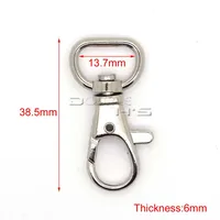 5 шт./партия Matel защелкивающиеся крючки Вертлюг для ремешки для рюкзака 13,7 мм никелированная застежка-краб - изображение