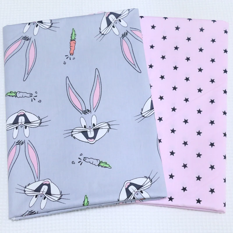 

High Quality Sateen 100% Cotton Multi-width Bugs Bunny star Fabric For Sewing Quilting Patchwork Tissue Doll Cloth Kids Bedding