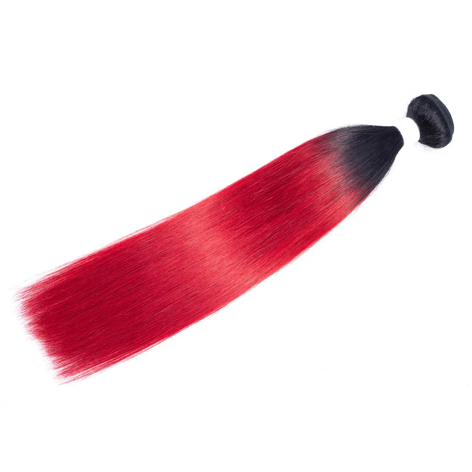 Clover Leaf предварительно цветные перуанский прямые волосы Ombre человеческих волос пучки 1b красный человеческих волос ombre рыжие волосы