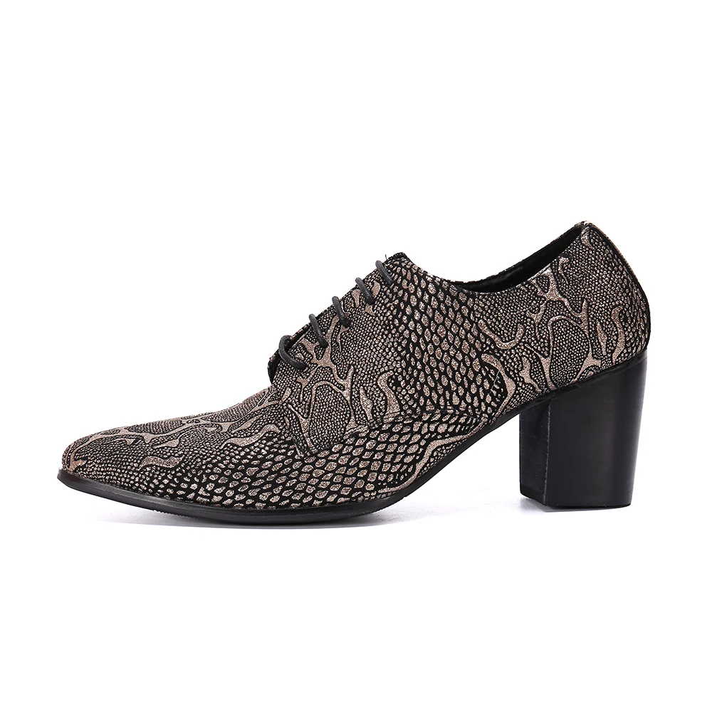 Christia Bella/дизайнерская брендовая мужская обувь с принтом, увеличивающая рост; Туфли-оксфорды на высоком каблуке со шнуровкой в британском стиле; обувь для сцены и вечеринок
