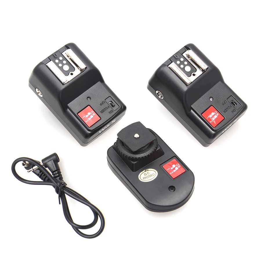 PT-04GY 4 channels Wireless/Radio Flash Trigger/Transmitter with 2 receivers for Canon Nikon Pentax Olympus DSLR Camera