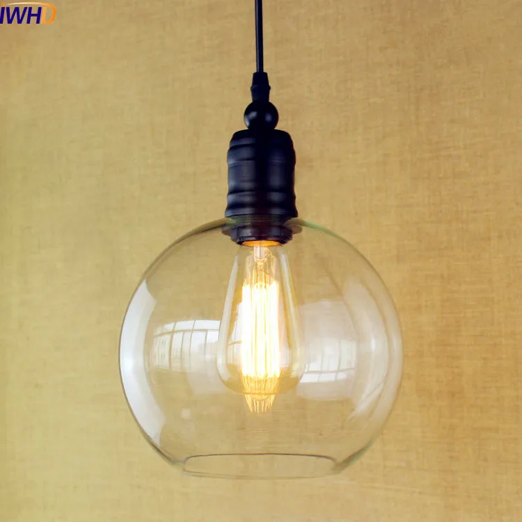 

IWHD Glass Ball Style Loft Lamp Vintage Industrial Lighting Fixtures Edison LED Pendant Light Lamparas Colgantes Lampen