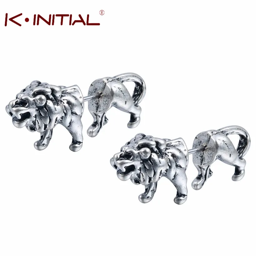 Kinitial 1Pair Fastic Jewelry Lion Studs Animal Studs Earring Two Parts