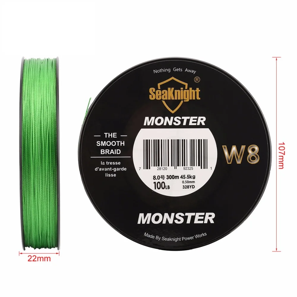 SeaKnight New Super Strong W8 Fishing Line 300M 8 Strands Weaves PE Braided Rope Multifilament 20LB 30LB 40LB 50LB 80LB 100L