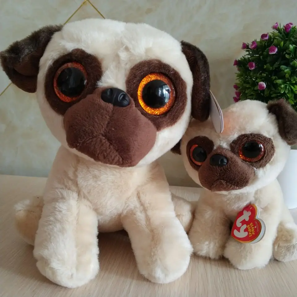RUFUS pug dog TY classic 15cm and 10' 25CM BIG EYE Plush