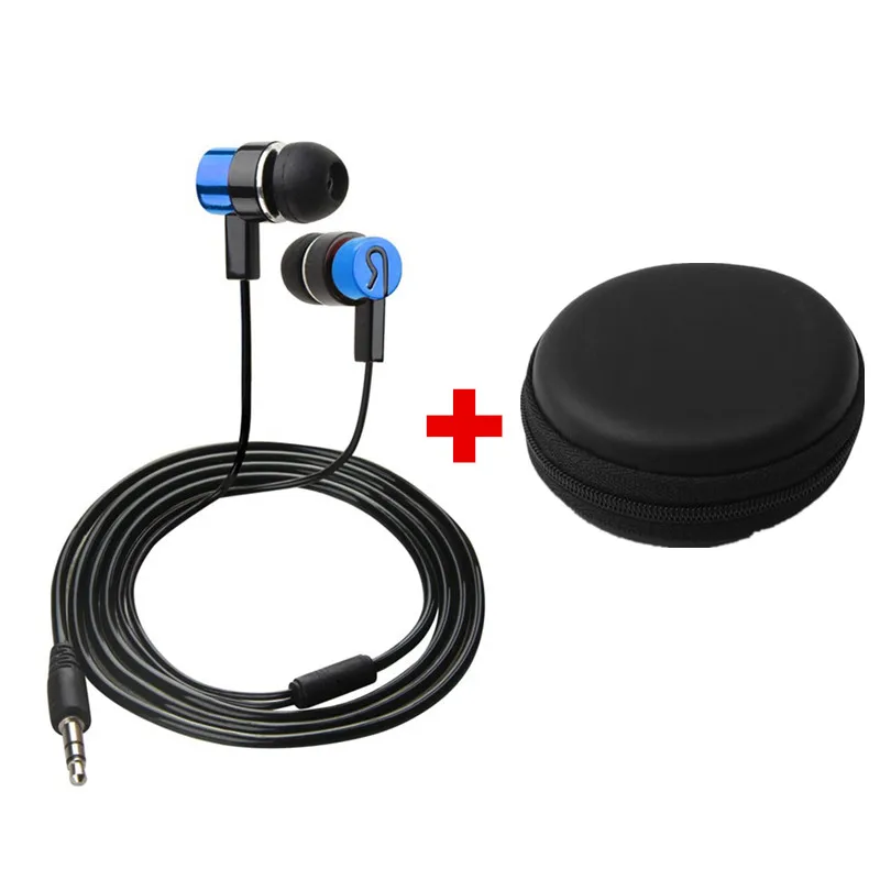 

High Quality 3.5mm Wired Earphones Headset Noise Cancelling Earpieces MP3 Earbuds With Ear Phones Case For Mobile Phones