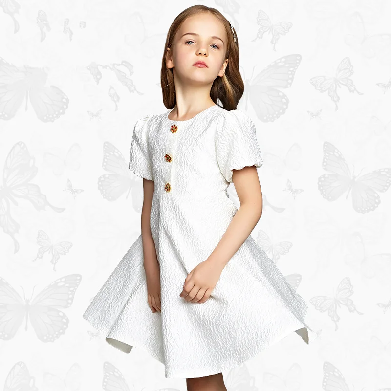 

W.L.MONSOON Children's girls dresses summer brand children's princess dress big boy solid color girl dress children's dress