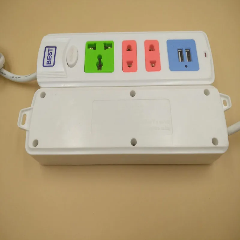 ЕС Мощность пропилен каучука прокладки с 2USB Портативный расширение гнезда
