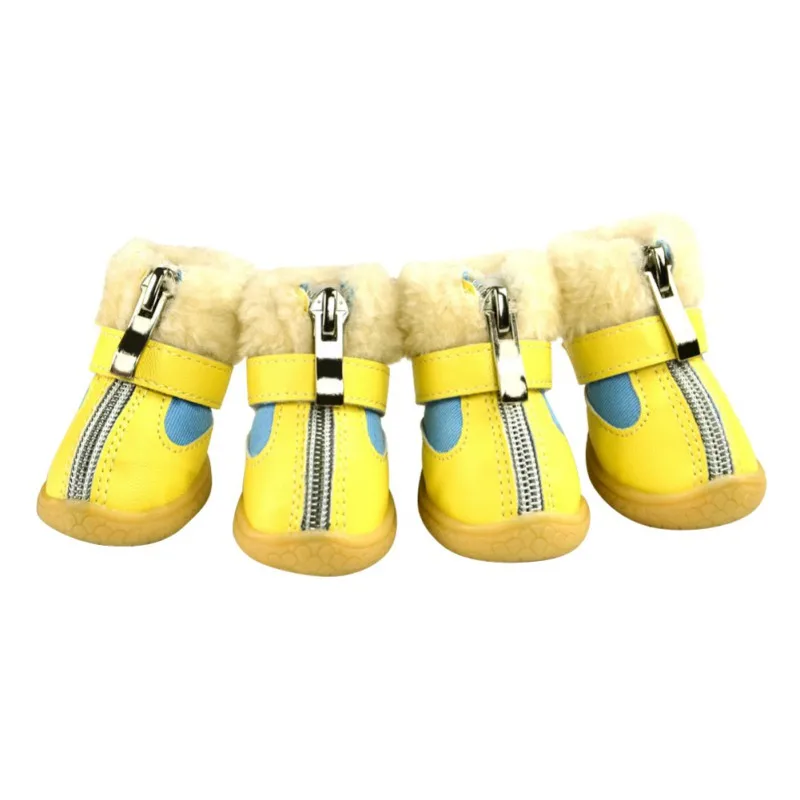 POutdoor Sport Waterproof Dog Shoes Protect Snow Feet PU Leather Shoes Anti-slip Rubber Dogs Boots Footwear Booties P