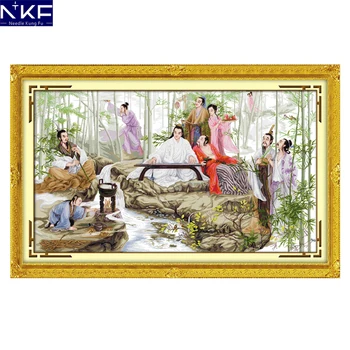 

NKF Watching Bamboo Cross Stitch Kits Printing for 14CT or 11CT Count Fabric Count Fabric Cross-stitch Kit Embroidery Needlework