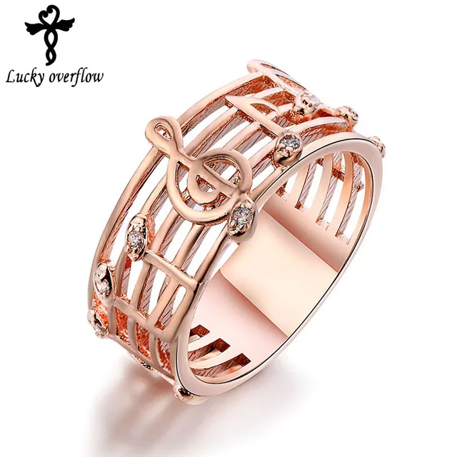 2018 Hollow Music Design S Gold Silver Plated Ring Zircon 2018 Hollow Music Design S Gold Silver Plated Ring Zircon Crystal Wedding Rings Musical Fashion