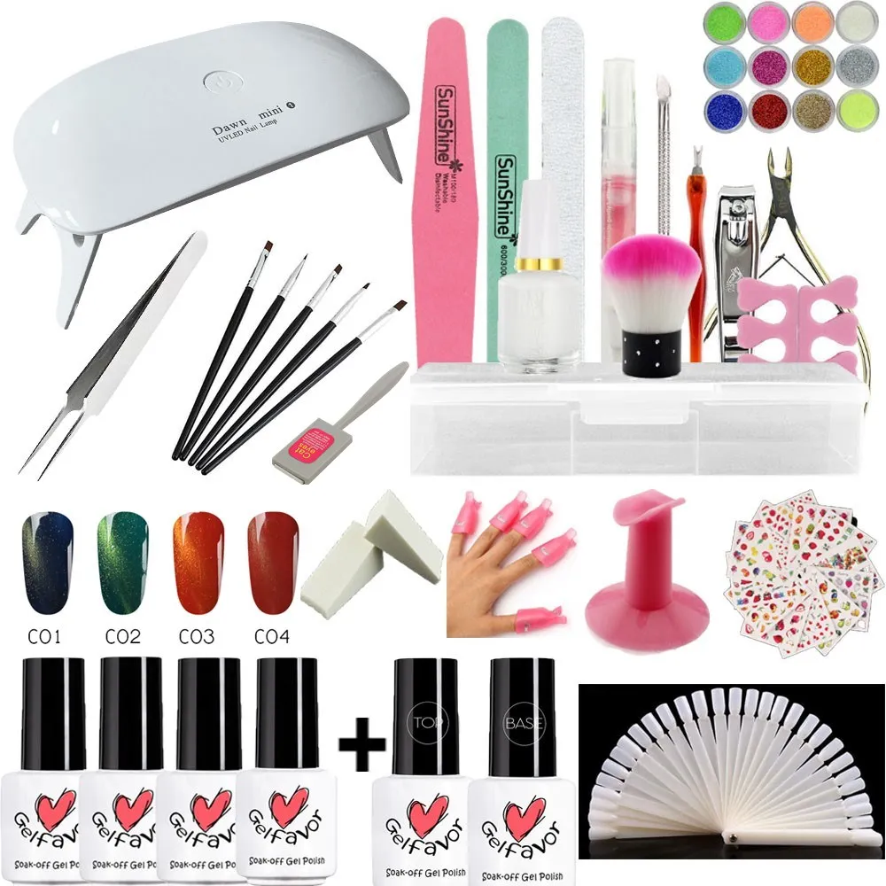 

Rosalind poligel set with nail stickers and UV LED dryer lamp with cat eye vernis semi permanant uv gel varnish kits tools