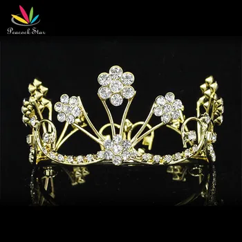 

Peacock Star New Born Baby Gold Color Flower Mini Crown Photo Prop Tiara CT1806