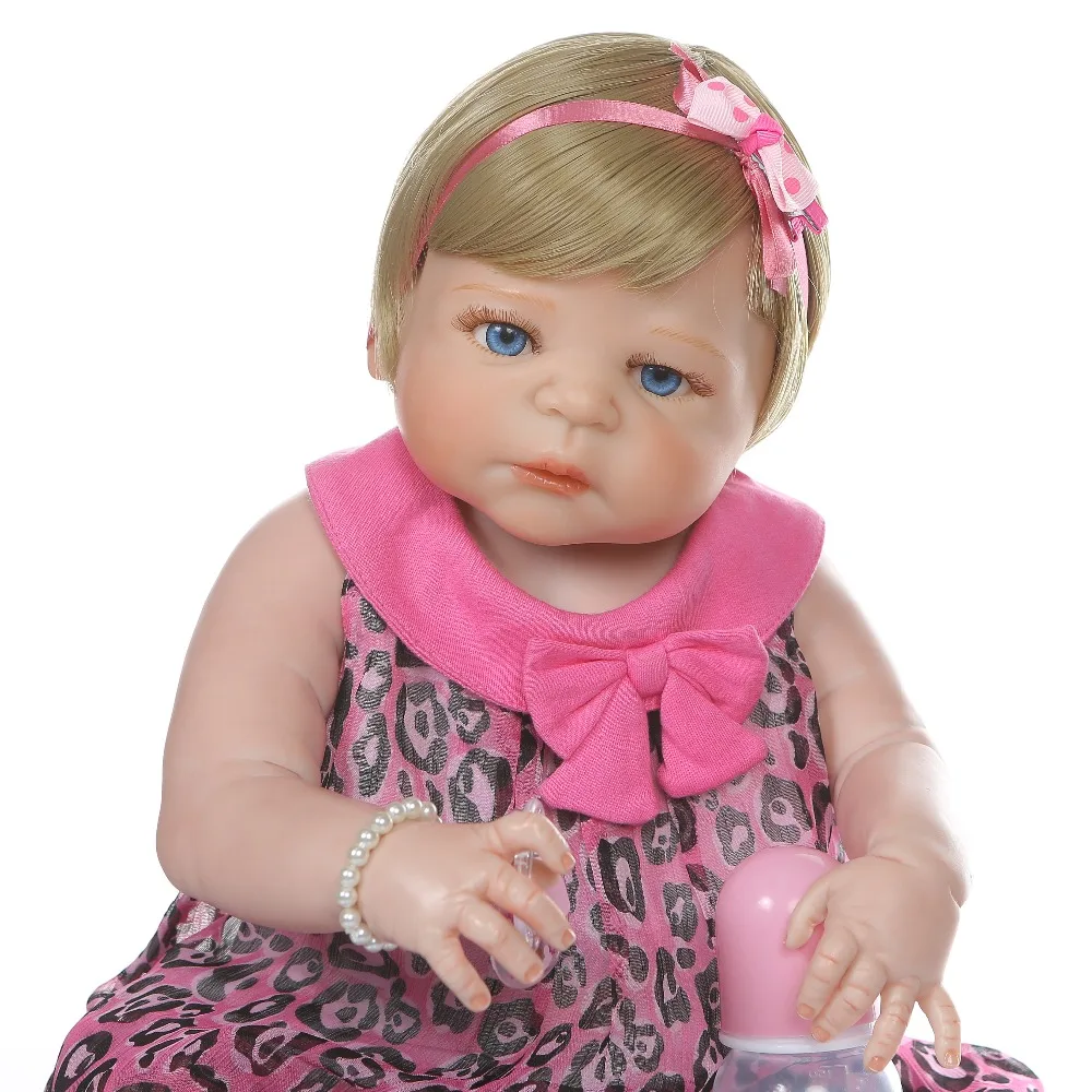 56 см bebe Кукла reborn baby светлые волосы Сладкая новорожденная девочка Виктория полное тело силиконовая игрушка для ванны мягкая настоящая прикосновение