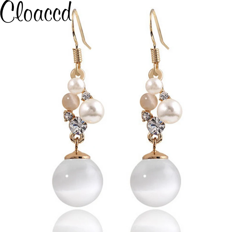 Cloaccd Fashion Opal Pendant Long Drop Earrings Luxury Big Design Wedding Party For Women Accessories | Украшения и аксессуары