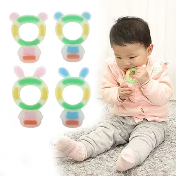

Safe Cartoon Baby Teethers BPA Free Cute Animal Bear Infant DIY Ring Teether Toddler Silicone Chew Charms Kids Teething