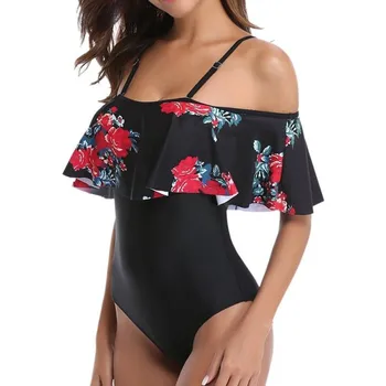 

Swimwear Women Ruffle Swimsuit Women Swimwear Push up Bikini Floral Monokini Bathing Suit traje de baño mujer 2019