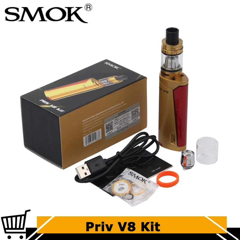 

Original Smok Priv V8 Kit with 60W Priv V8 Box Mod Vape and 3ml TFV8 Baby Tank Atomzier E-Cigarette Vapor Kit
