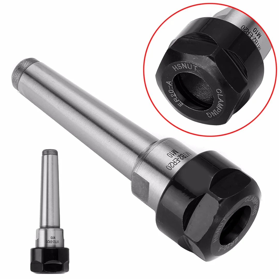 1pc New ER20 Collet Chuck Morse Taper Toolholder MT2 M10 Drawbar Steel
