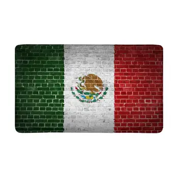 

Mexico Flag Painted on Brick Wall in an Urban Anti-Slip Door Mat Home Decor, Indoor Entrance Doormat Entryway Mat Decor