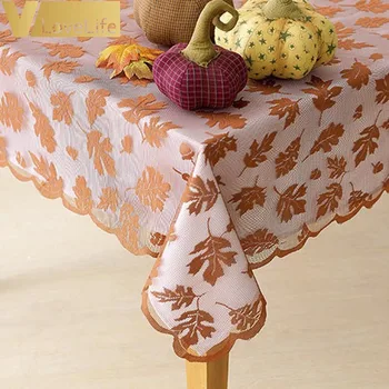 

1pcs Leaf Table Flag 152x213cm Table Cover Lace Desk Gold Orangen Halloween Birthady Party Harvest Dinner