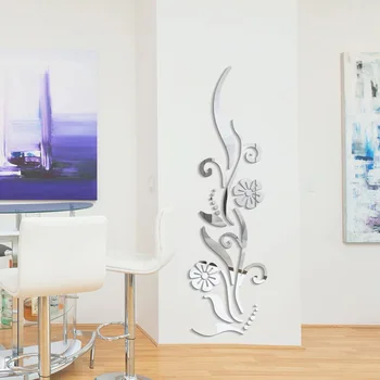 

Creative DIY flower poster decorative rambling vine acrylic mirror wall stickers home wall decor 3d room decoration decals