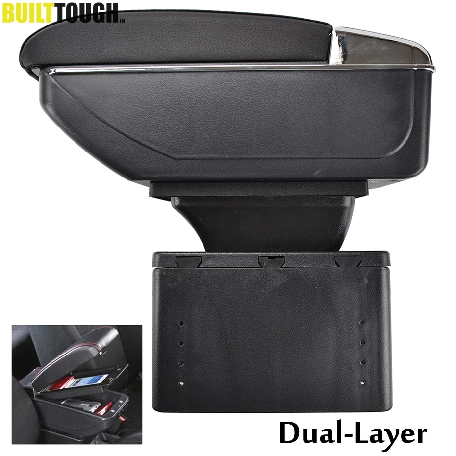 

Universal Dual Layer Armrest Arm Rest Center Centre Console Storage Box Car Styling Pu Leather Cup Holder