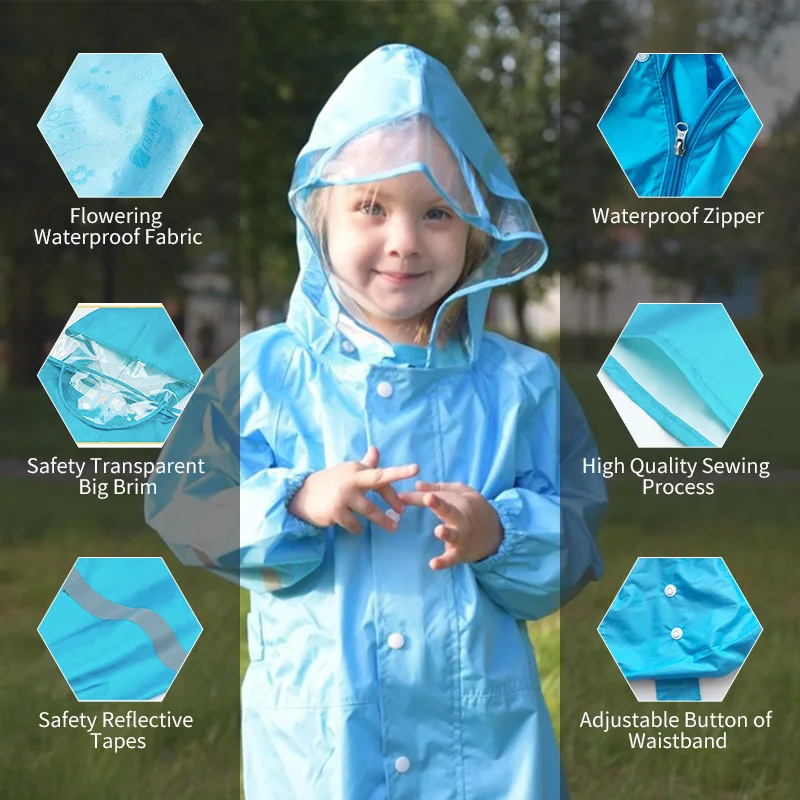 QIAN/комбинезон для детей возрастом от 2 до 9 лет, плащ-дождевик с капюшоном и героями мультфильмов для детей, цельнокроеное дождевик Модный водонепроницаемый детский костюм-дождевик