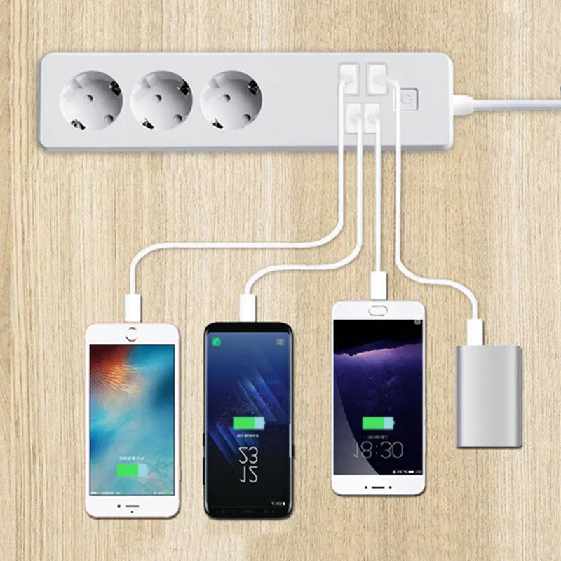 

Newest Smart EU Plug Mobile Phone Remote Voice Control Multifunction 4 USB For Home Office