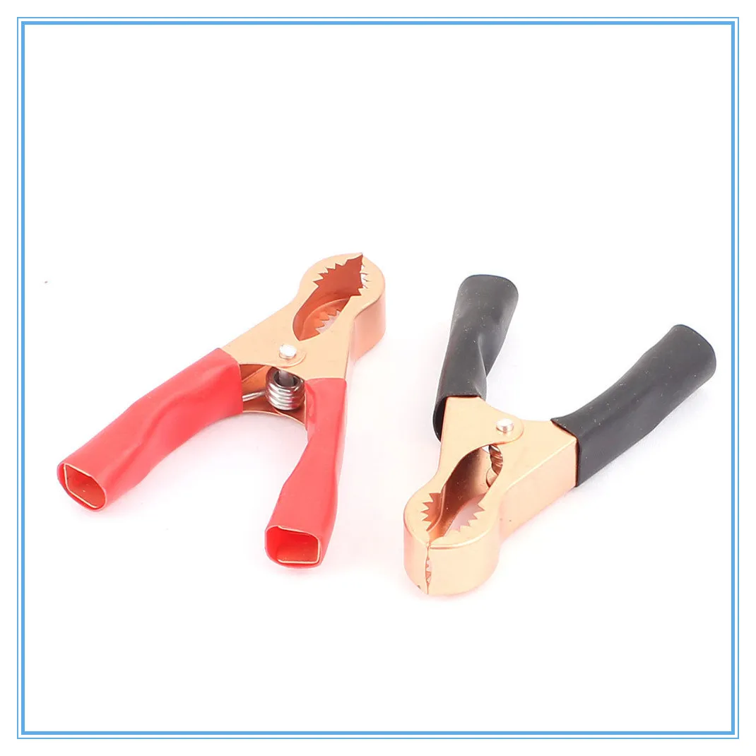 

2Pcs 50A 600V Copper Plated Car Battery Test Alligator Clip Red Black 80mm