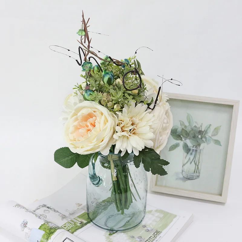 Artificial Wedding Bouquets for Brides New design Bruidsboeket Flors Silk Flowers Bouquets with Berry for Wedding Decoration (8)