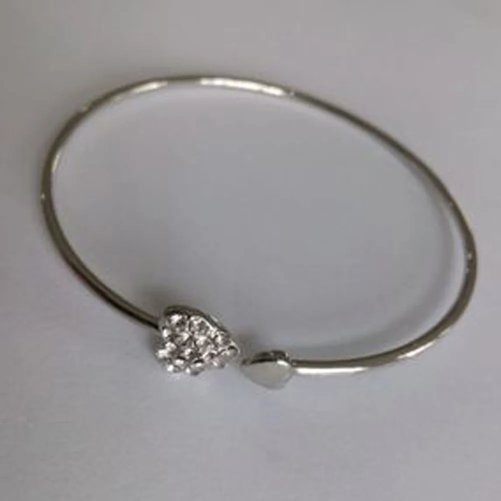 

Cute Unique RHINESTONES Heart Luxury Bracelet New Design Adjustable Opening Bangles For Party Wedding