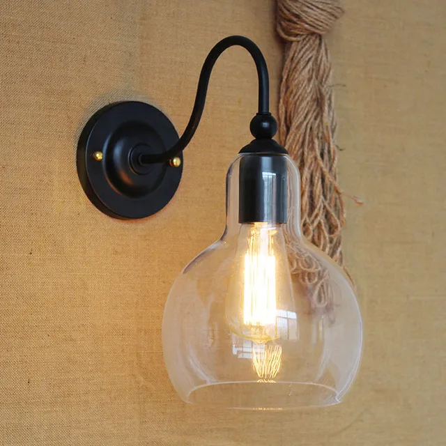 Led loft style vintage wall lamp for cafe room edison retro rustic ... Fed loft lampe