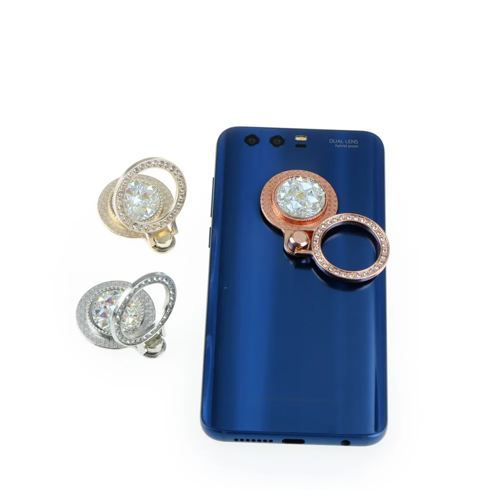 JINHF Bling Round 360 Degree Finger Ring Mobile Phone Grip Stand Holder For iPhone Samsung Huawei Phone Mount Stand