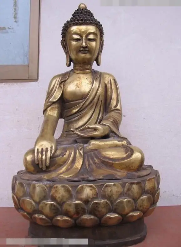 

S03743 17"Inch Tibet Buddhist Fane Bronze gild Sakyamuni Rulai Buddhism Buddha Statue (B0328)
