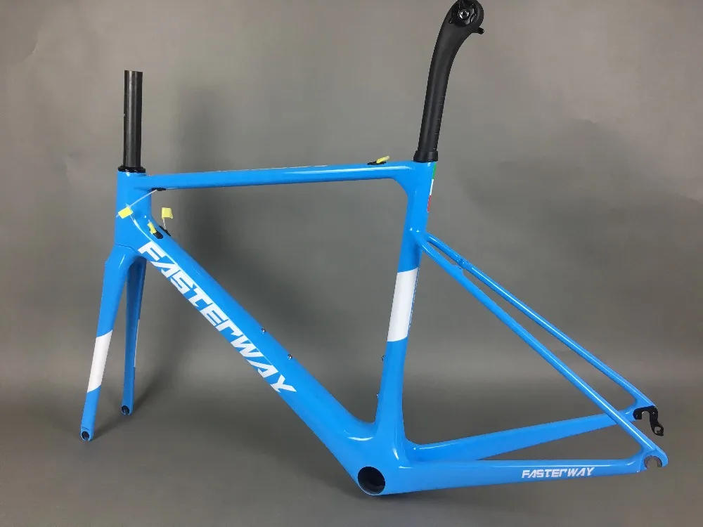 Best light blue 2018 TAIWAN FASTERWAY classic carbon road frameset UD weaves carbon bike frame:Frameset+Seatpost+Fork+Clamp+Headset 64