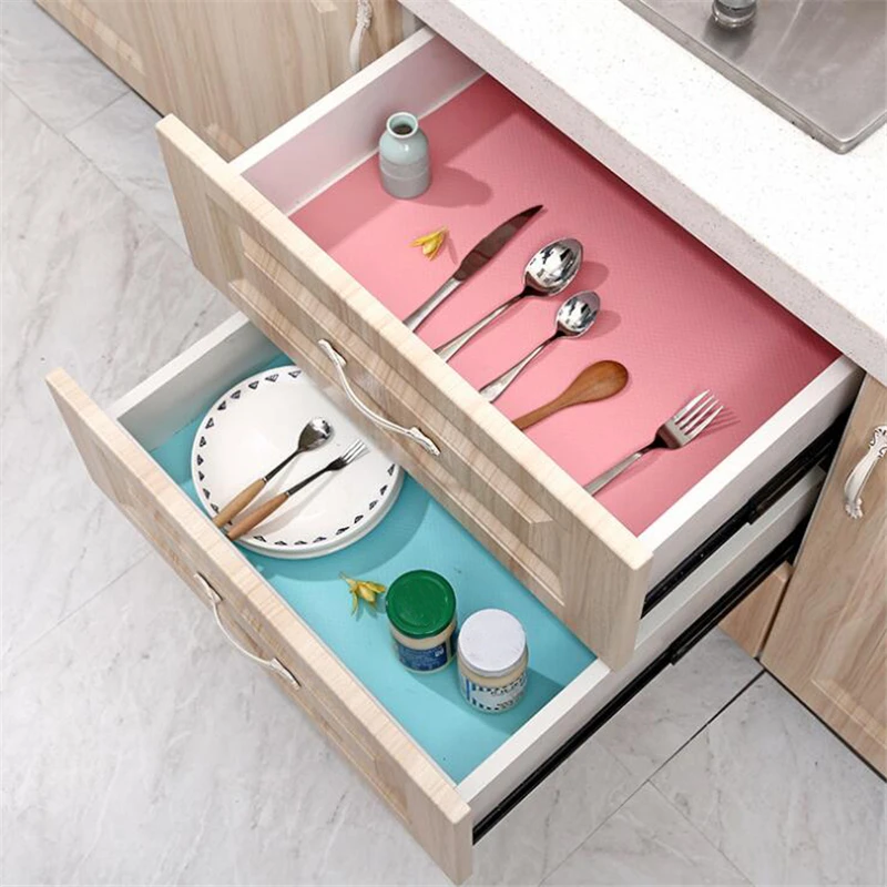 

Non-Slip Cupboard Placemat Candy Color Waterproof Kitchen Table Mat Drawers Cabinet Shelf Liners Home Wardrobe Pad Shoes Mat