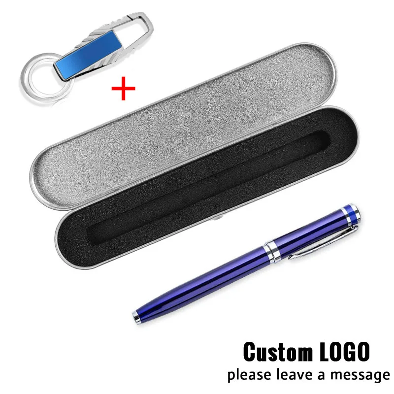 1pc New Custom Logo Metal Gel Pen Business Office Signature Pens Students Stationery Writing Supplies Kids Gifts Pens With A Box