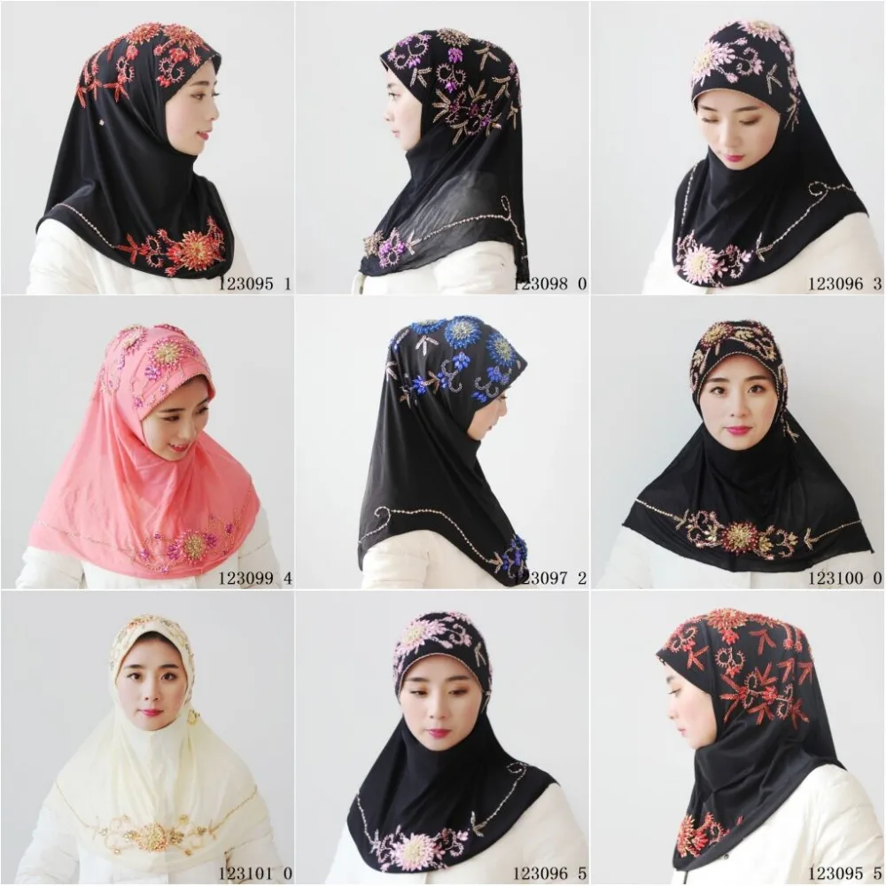 Buy muslim hijab hats Beaded islamic turbans for women