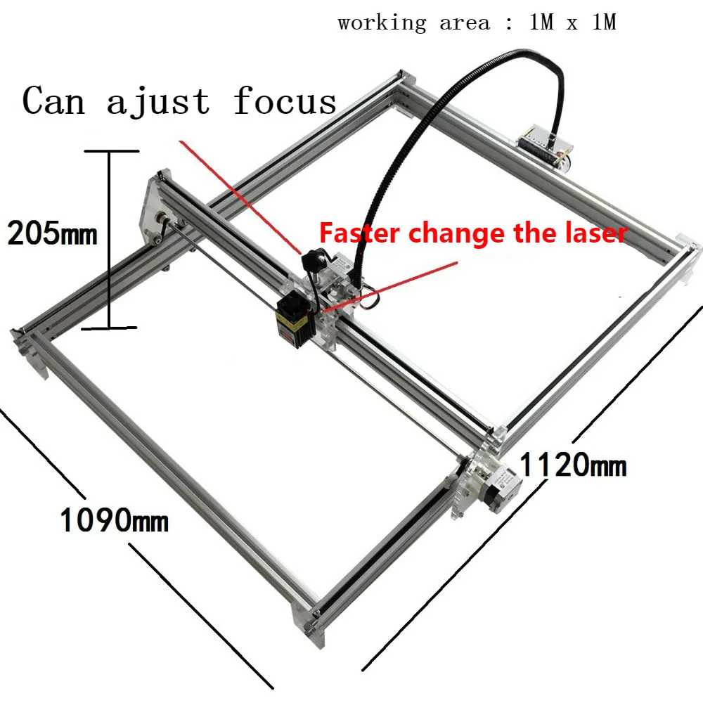 15 Вт Diy мини лазерная гравировальная машина, лазерный резак металлическая маркировочная машина Поддержка английского программного обеспечения Размер работы 1*1 м лазерный гравер