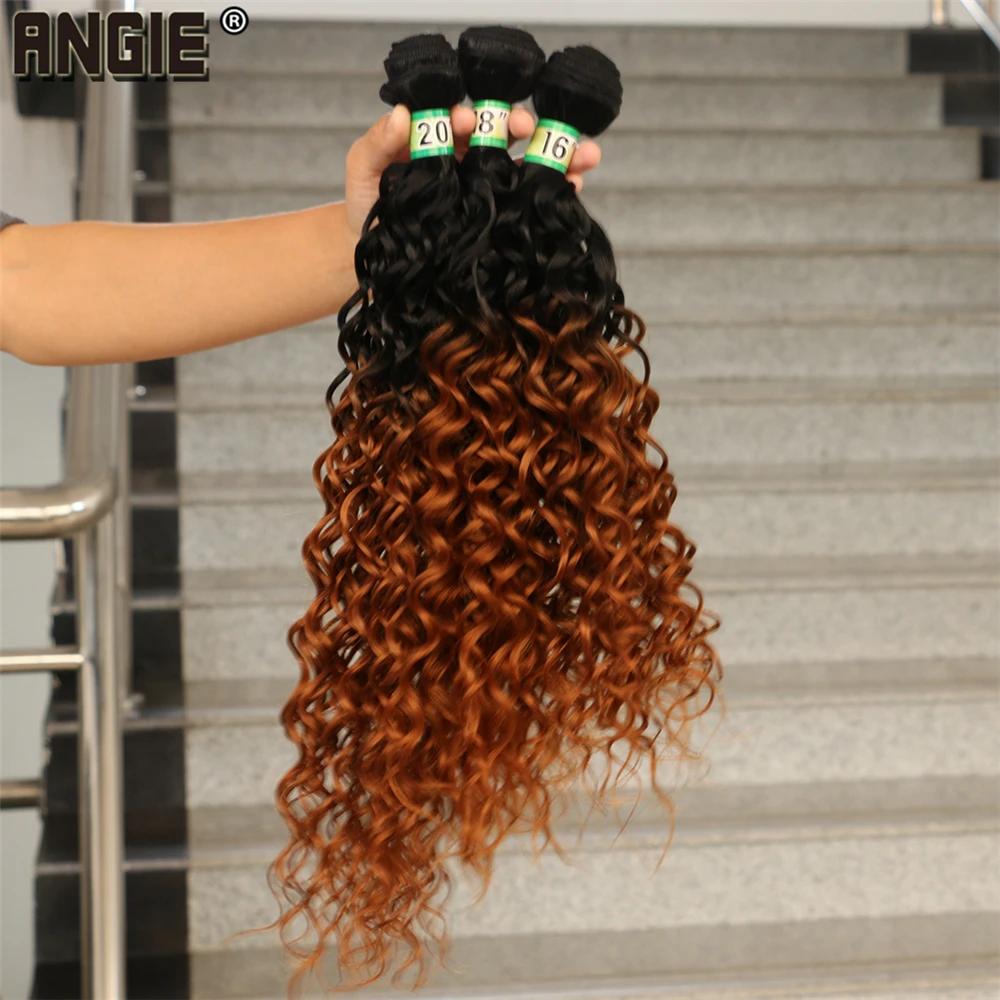 Angie Ombre вьющиеся волосы расширения воды волна Связки завивка искусственных волос 16-20 дюймов 3 шт./лот волос продукт для женщин