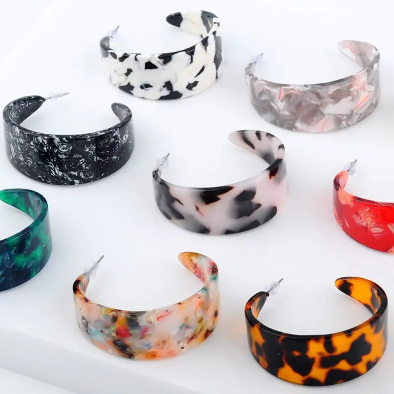 

Acetate Earrings Geometric Creative Fashion Women Jewelry Charms Floral Stripe C Shape Acrylic Gifts Party Brincos