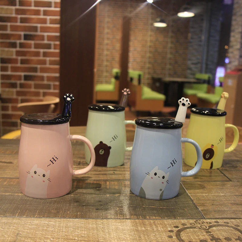 Творческие керамические чашки милый мультфильм кошка керамическая кофейная чашка для молока и чая персональная пара молока сок чашка