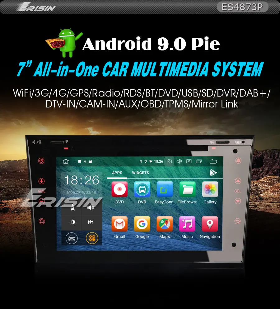 Flash Deal Erisin ES4873P 7" Android 9.0 DAB+ GPS Car Stereo for Vauxhall Opel Vivaro Astra Corsa D Zafira SatNav 0