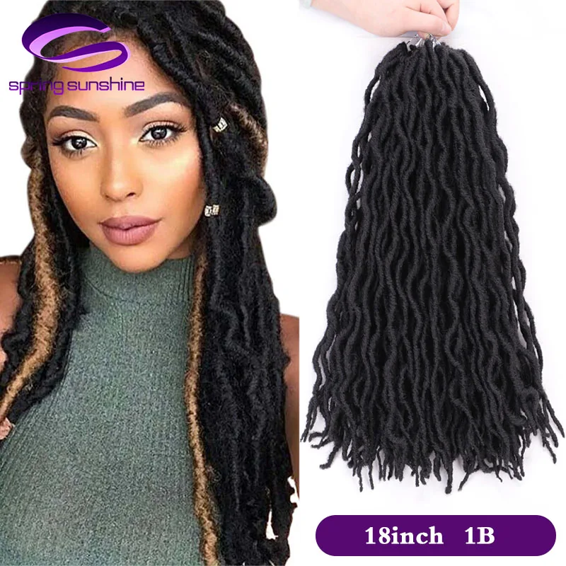 Spring sunshine Goddess Nu Locs Soft Crochet Hair Braids 12 18Inch Faux Locs Curly Synthetic Hair Pre Loop Crochet Braiding
