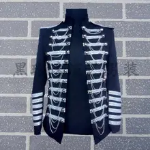Мужские королевские костюмы дизайн homme terno Сценические костюмы для певцов мужской черный блейзер танцевальная одежда куртка Звезда Стиль платье панк
