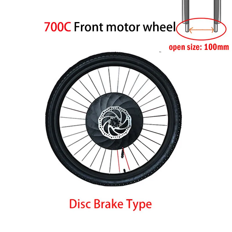 Набор для переоборудования электрического велосипеда 36 В, высокомощное моторное колесо для электрического велосипеда, комплект 2" 24" 2" 27,5" 700C 2", колесный двигатель - Цвет: 700cdiscbrake