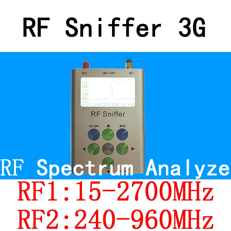 RF Sniffer 3G Handheld Digital Spectrum Analyze(15-2700MHz&240-960MHz) VHF/UHF/WiFi/2.4G/Bluetooth/LTE/GSM/GPRS/HAM Tools analyze